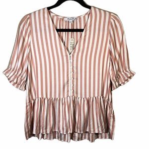 Madewell V-Neck Peplum Popover Top in Stripe